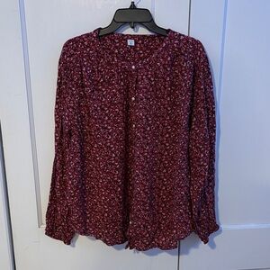Old Navy Burgundy Floral Blouse